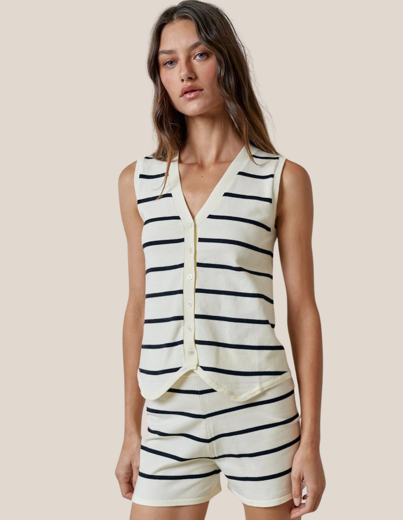 Striped  Vest Tank & Shorts Set