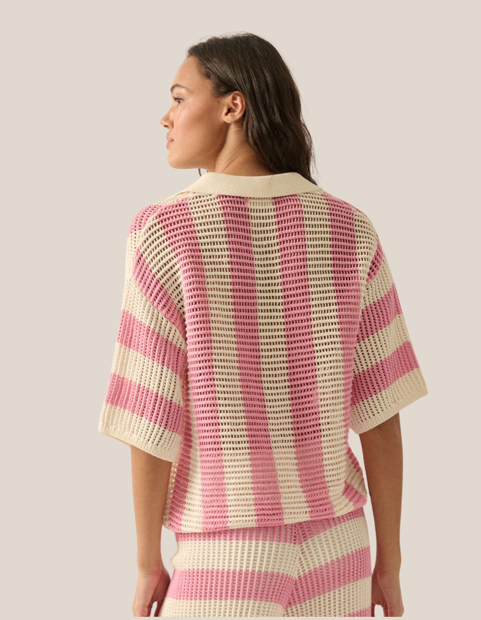 Pink Striped Crochet Set