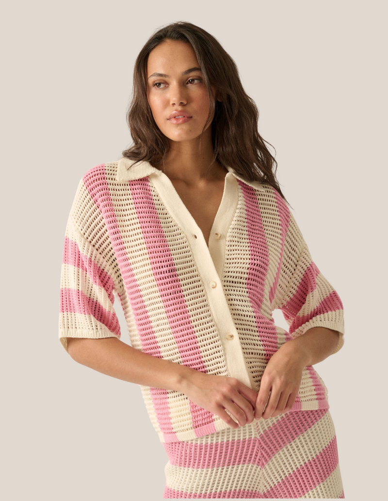 Oatie Pink Striped Crochet Set