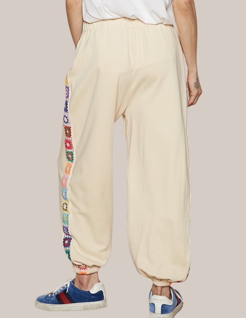 Rainbow Cream Crochet Jogger Pant