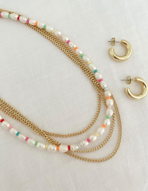 Bali rainbow pearl necklace