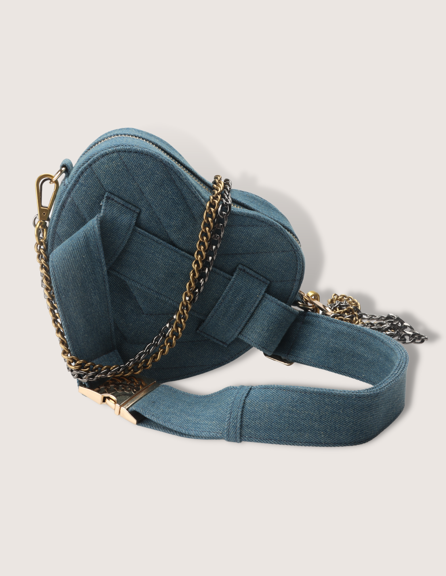 Denim Heart Shaped Crossbody Bag